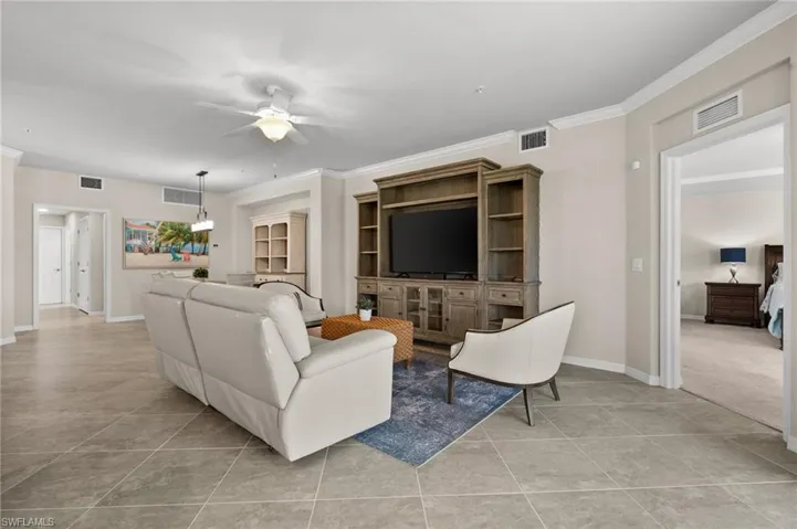 Living room with crown molding