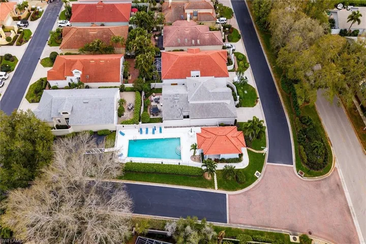 Bird's eye view of a pool area