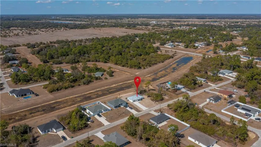 Aerial perspective of suburban area