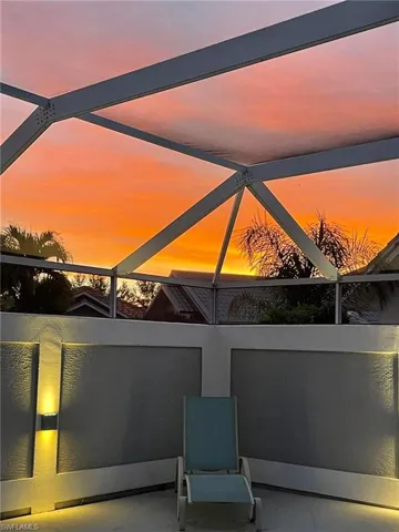 View of patio terrace at dusk