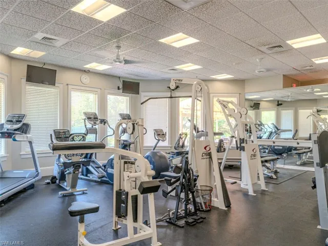 Gym featuring a paneled ceiling