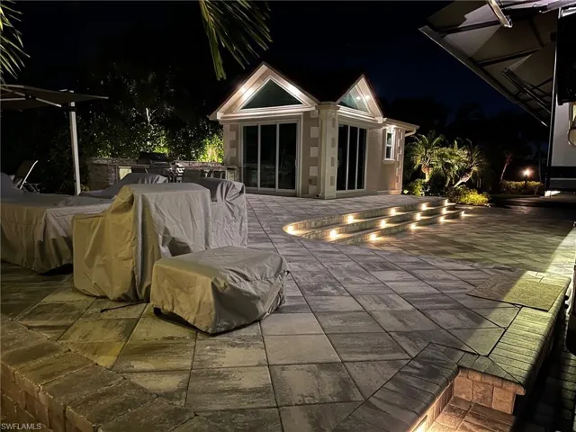 Patio at twilight with a patio area