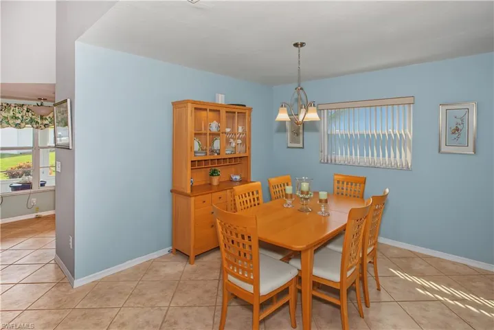 Tiled flooring throughout the space