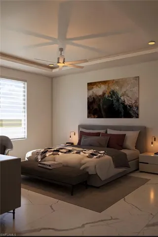 Recessed ceiling with an integrated ceiling fan and additional accent lighting