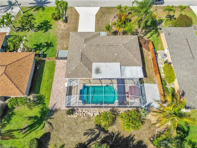 Aerial view of a pool