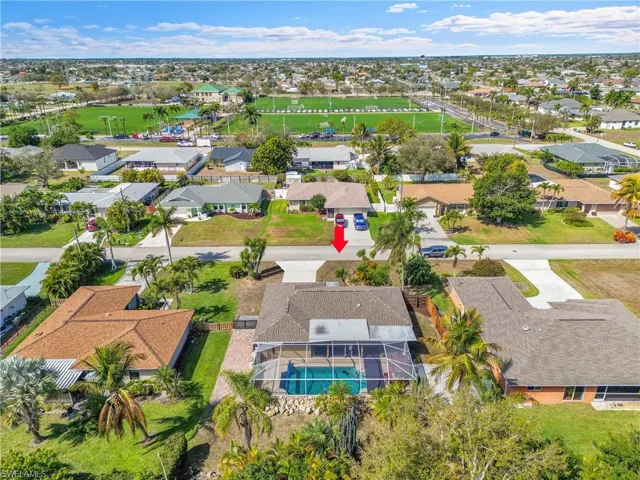 Aerial perspective of suburban area