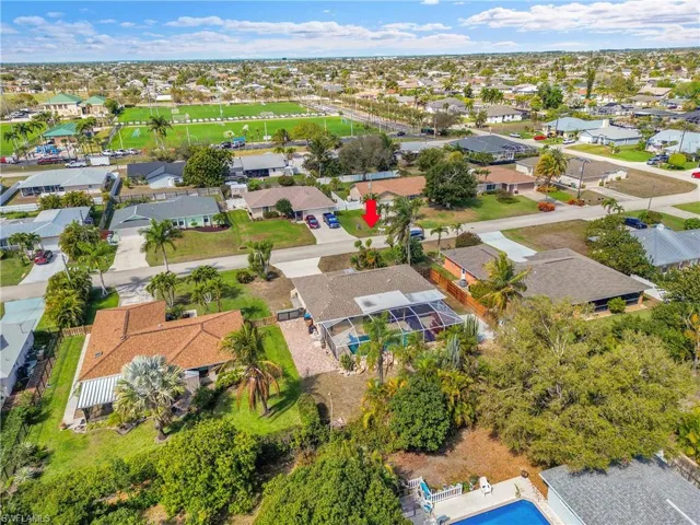 Aerial view of residential area