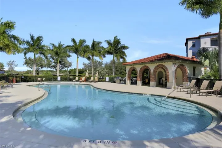 Community pool featuring a patio area