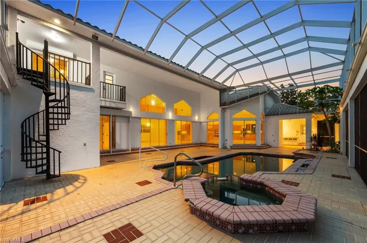 Pool view at dusk