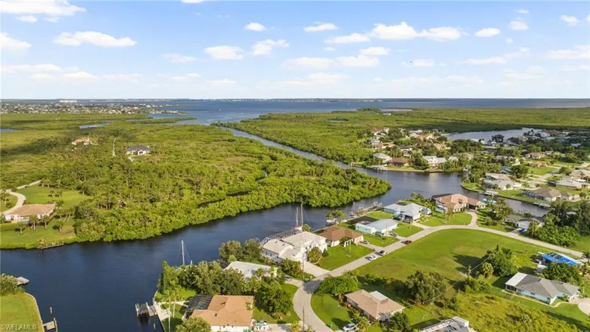 Drone/aerial view of direct access to open water