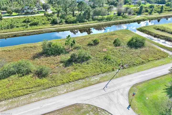Aerial view of a nearby body of water