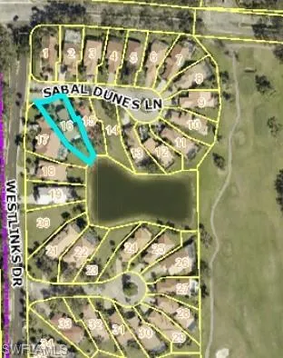 Sabal Dunes Community map and location of 12030 Sabal Dunes Lane home nestled in with beautiful lake and golf course view.  Short walking distance to Club