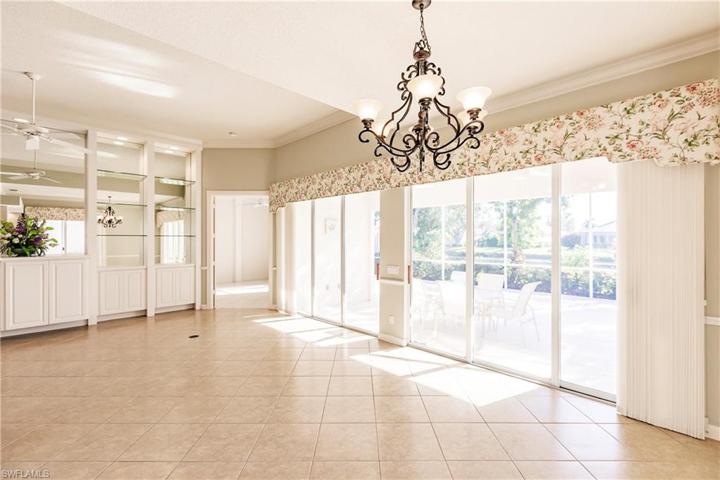 Patio and lake views from kitchen and dining areas.