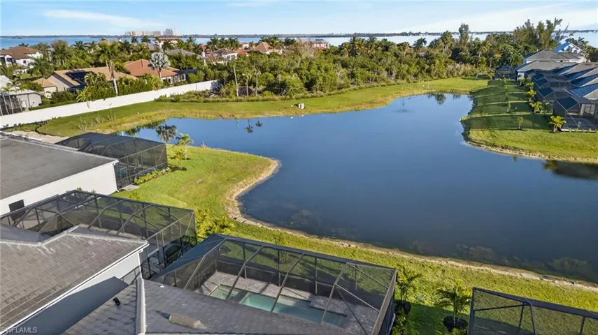 Drone / aerial view of a large body of water