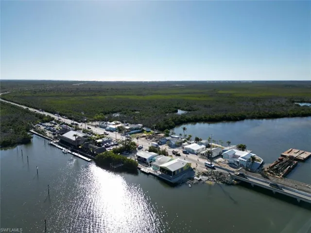 Aerial perspective showcasing a waterfront community with direct water access