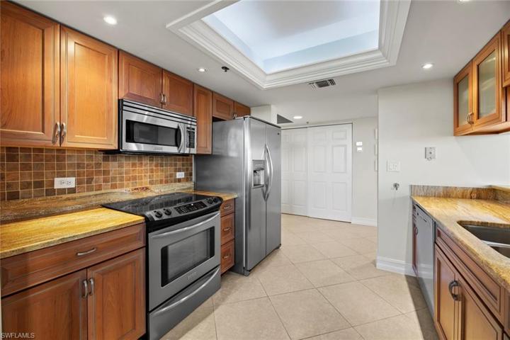 Crown Moulding highlights Tray Ceiling with Accent Lighting. New paint and stocked kitchen items 2023