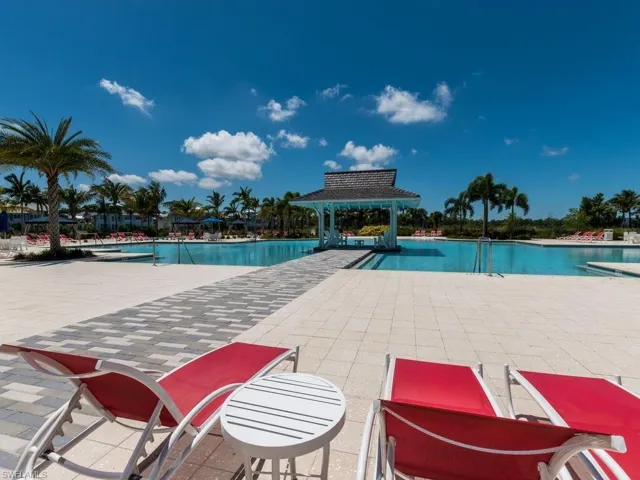 View of pool with a gazebo and a patio