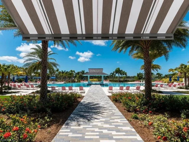 View of pool with a gazebo