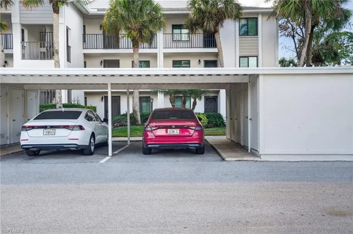 View of covered parking lot