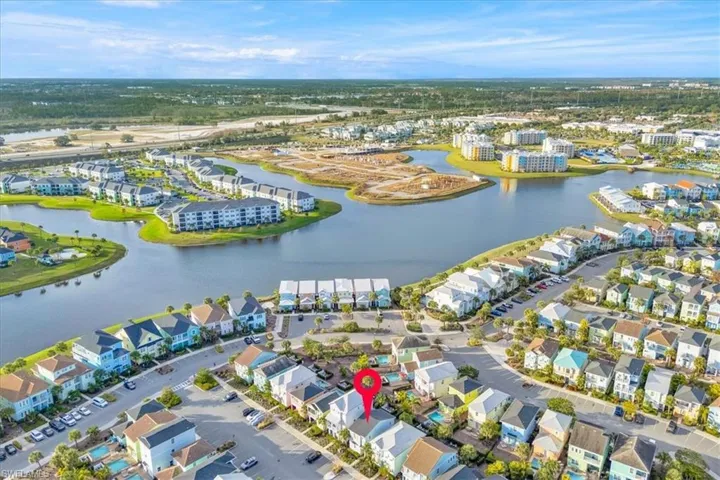 Drone / aerial view of a nearby body of water
