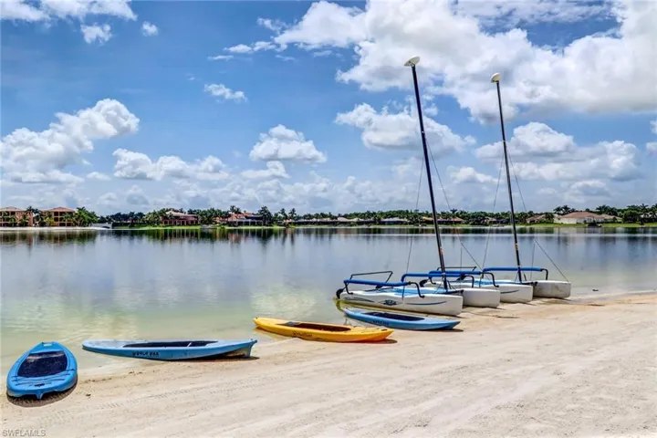Kayaks and sailboats available to rent.