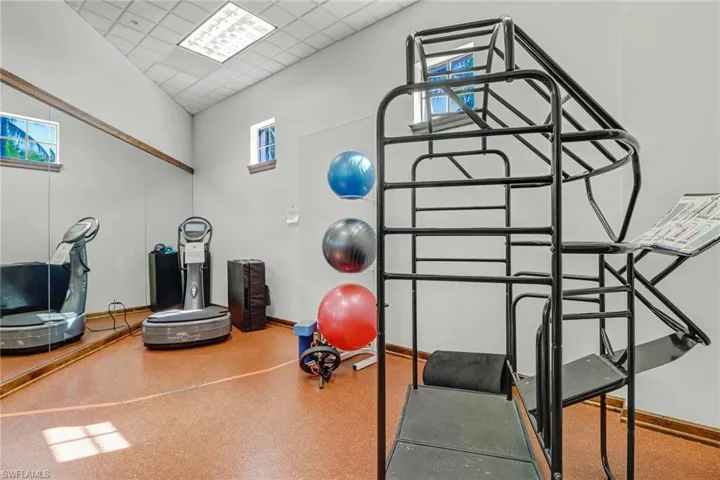 Workout room for classes, etc.