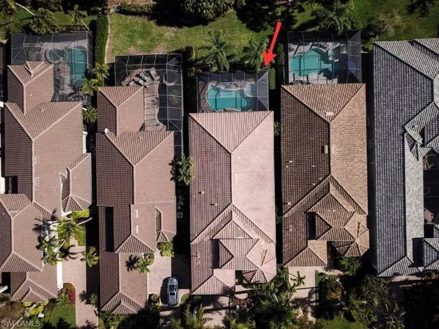 Drone / aerial view of a pool
