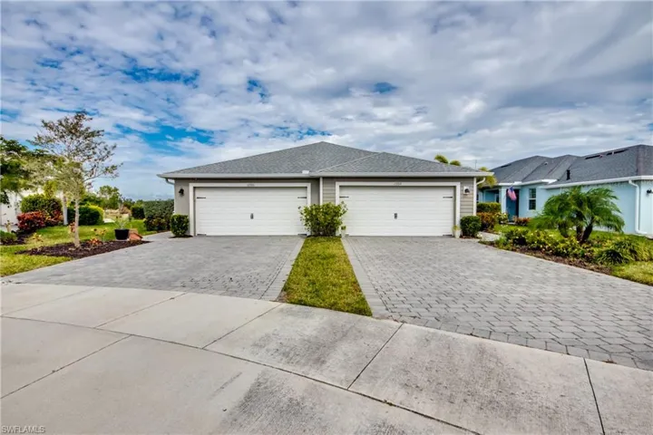 View of front of home with a garage