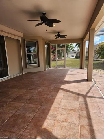 View of patio / terrace with a ceiling fan