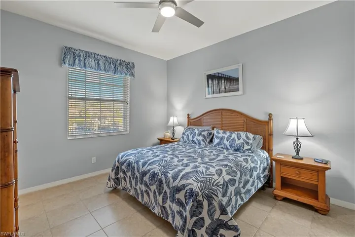 Primary bedroom with ceiling fan