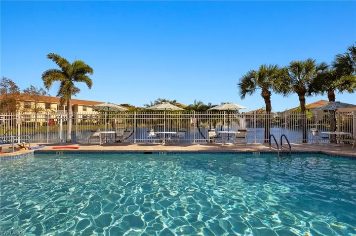 Community pool with fence