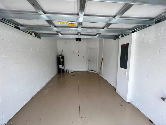 1 car garage with painted floor