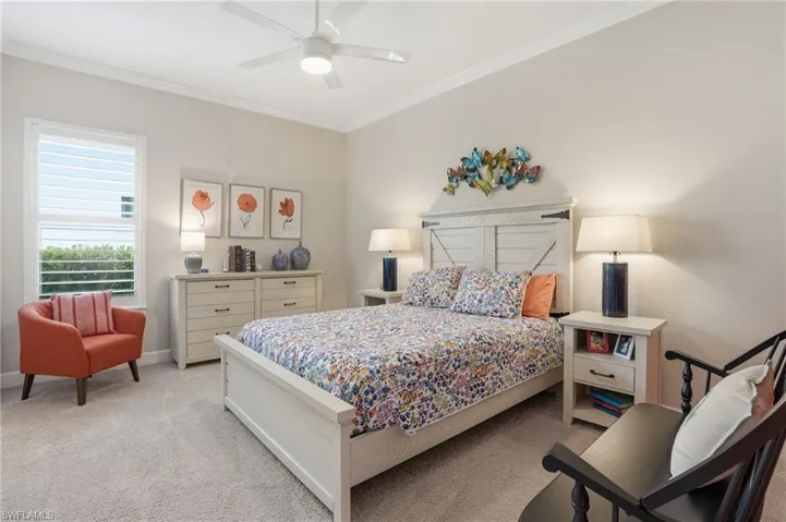 Neutral wall tones complemented by crown molding