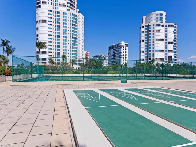 La Mer featuring bocce ball shuffleboard, and a city view