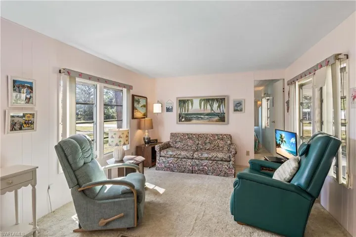 Living area looking towards the master bedroom which is in front of the home!