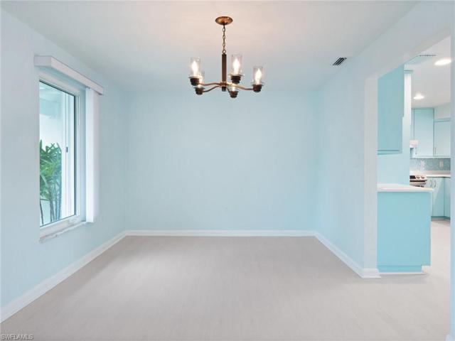 Dining area with view of the water feature at the front door