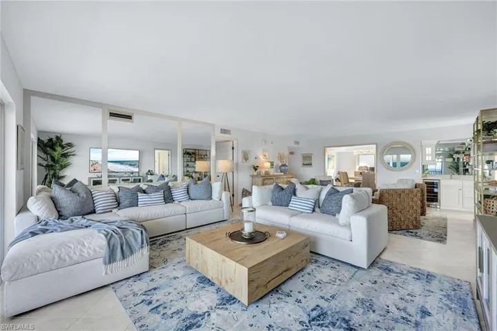 Spacious great room features two seating areas