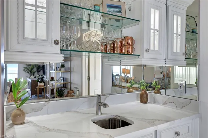 The wet bar with wine fridge makes entertaining a breeze