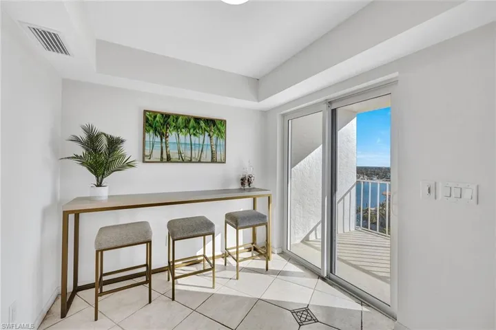 Spacious casual dining area opens to a 14-foot sunrise terrace.