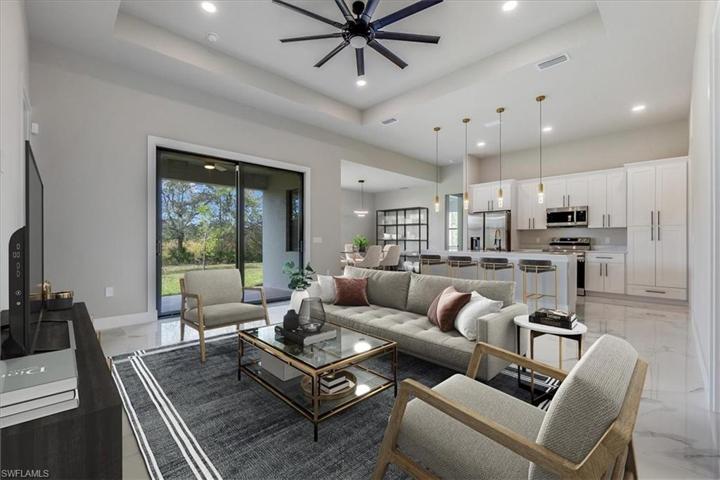 Virtual staging of living room.