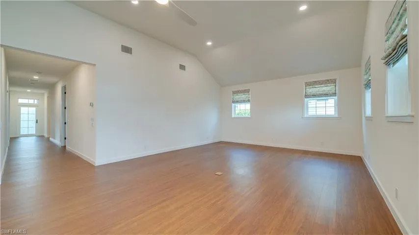 Great room showing entryway to sleeping quarters.