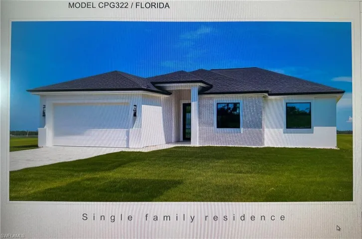 View of front of property with an attached garage, a front lawn, a shingled roof, and driveway