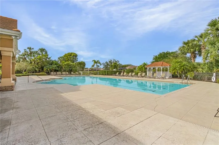 View of pool featuring a gazebo and a patio