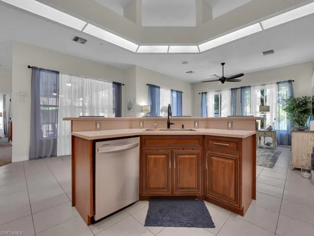 Wide Island In Kitchen