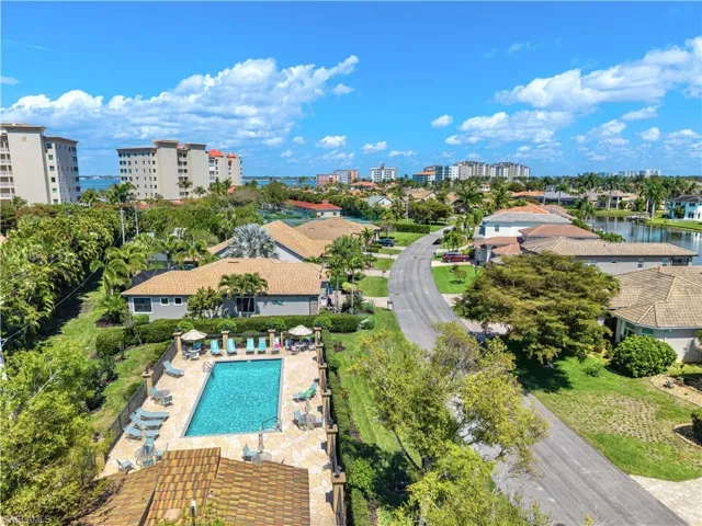 Bird's eye view of a nearby pool.