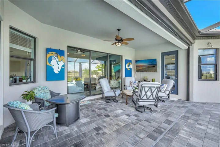 View of patio / terrace featuring a ceiling fan