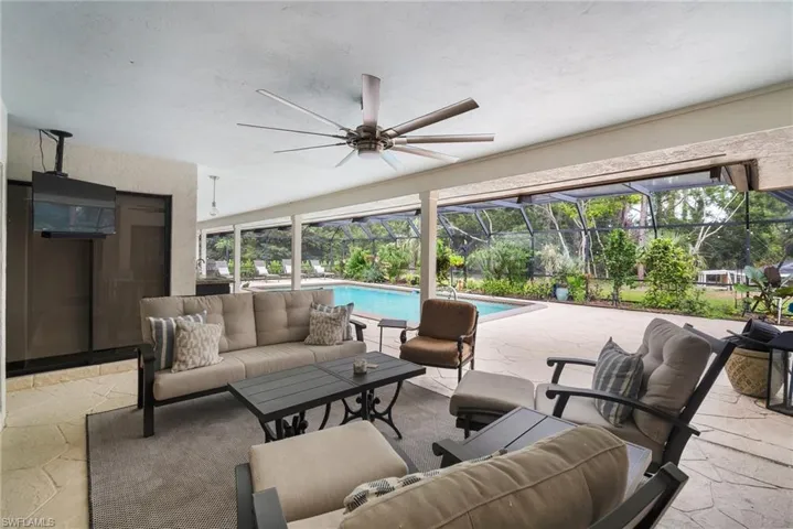 Living room with ceiling fan