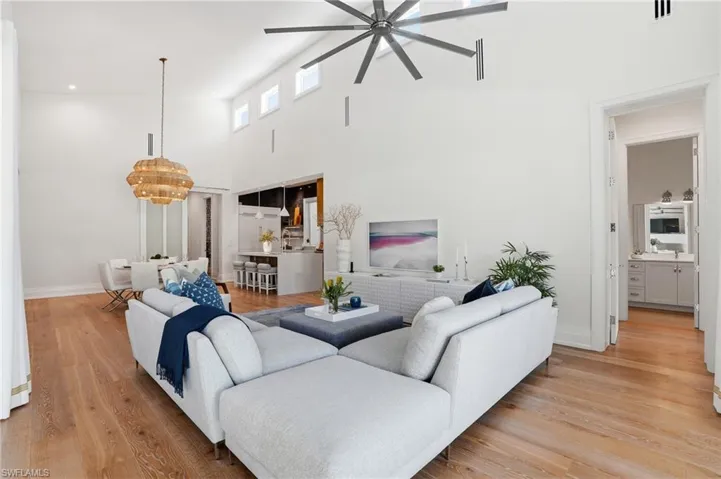 The natural light fills the spacious great room area