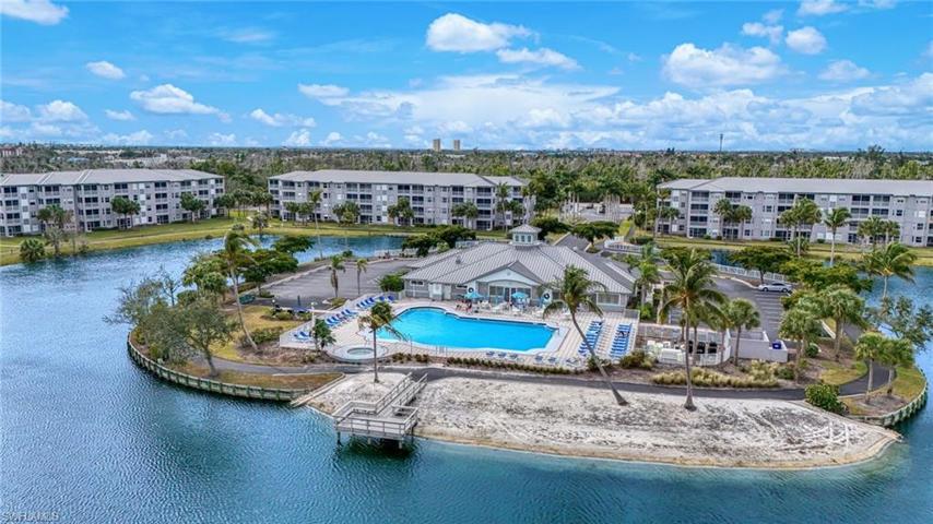 Aerial view of Amenities Center & Poll (post-Ian)