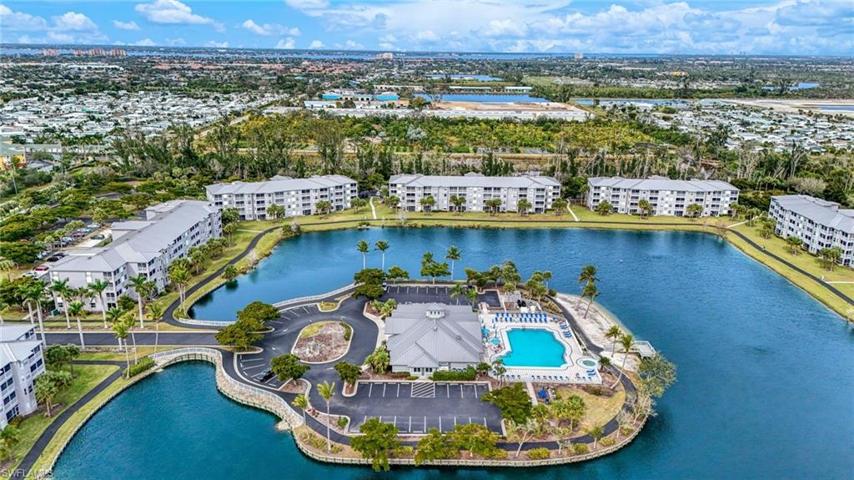 Aerial view of Amenities Center & Pool (post-Ian)